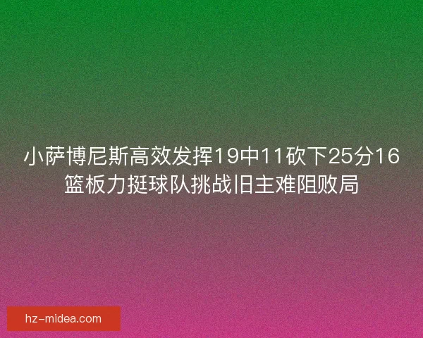 小萨博尼斯高效发挥19中11砍下25分16篮板力挺球队挑战旧主难阻败局 小萨博尼斯高效发挥19中11砍下25分16篮板力挺球队挑战旧主难阻败局