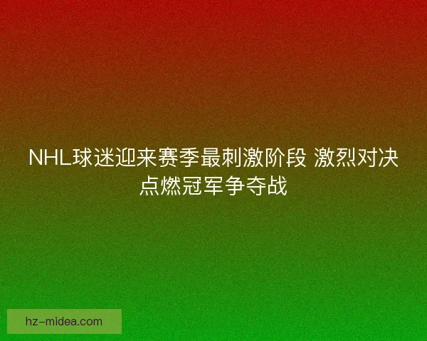 NHL球迷迎来赛季最刺激阶段 激烈对决点燃冠军争夺战